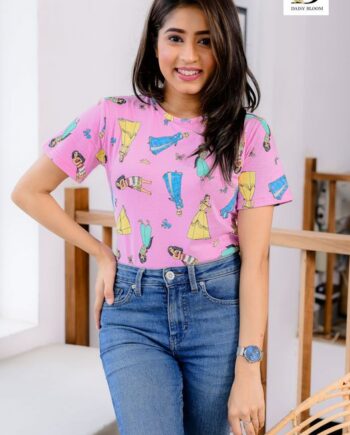 Water color printed princess regular t-shirt