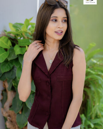 Swiss dotted lapel shirt - Deep Maroon