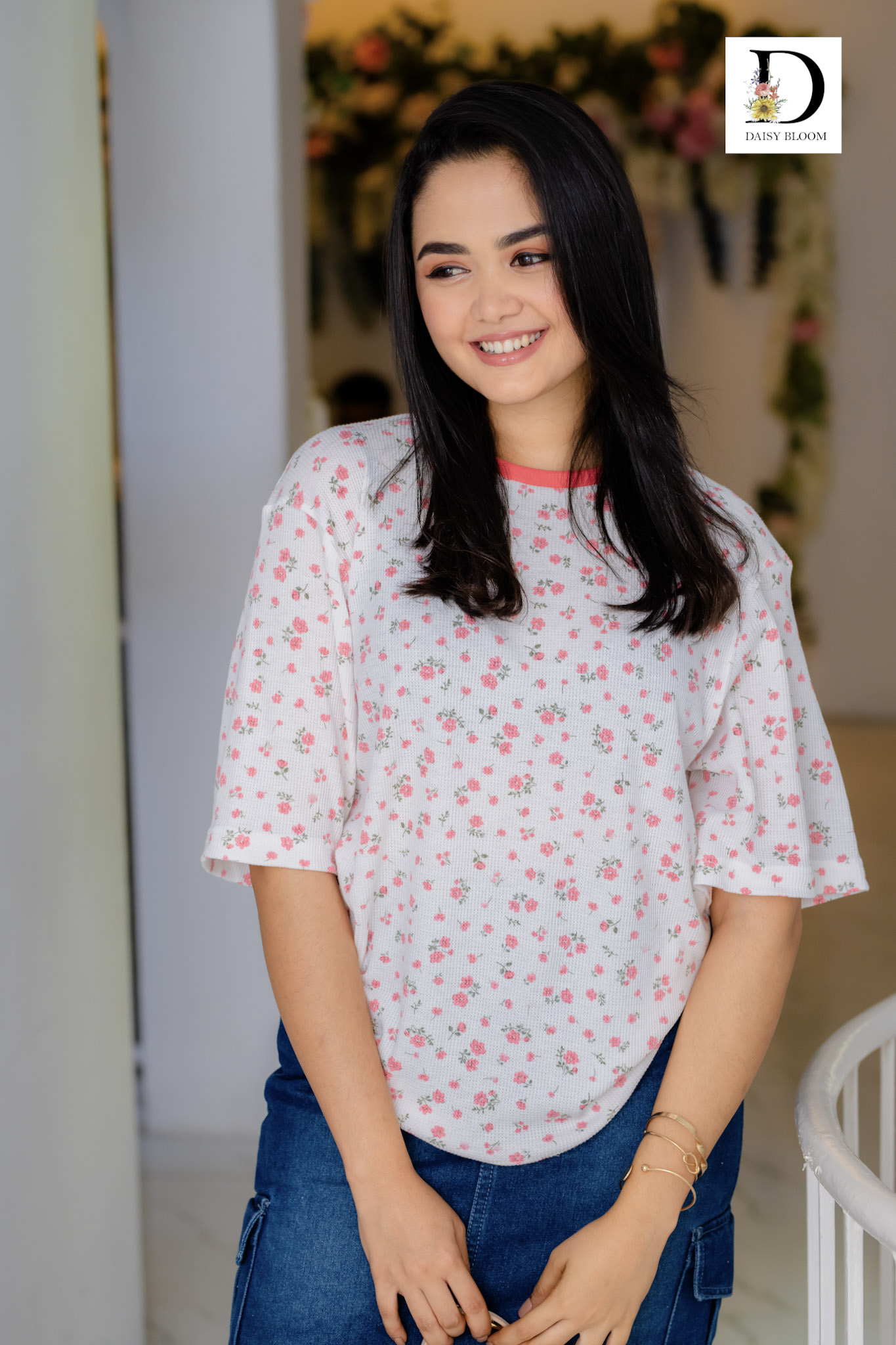Blush pink rose oversized tshirt